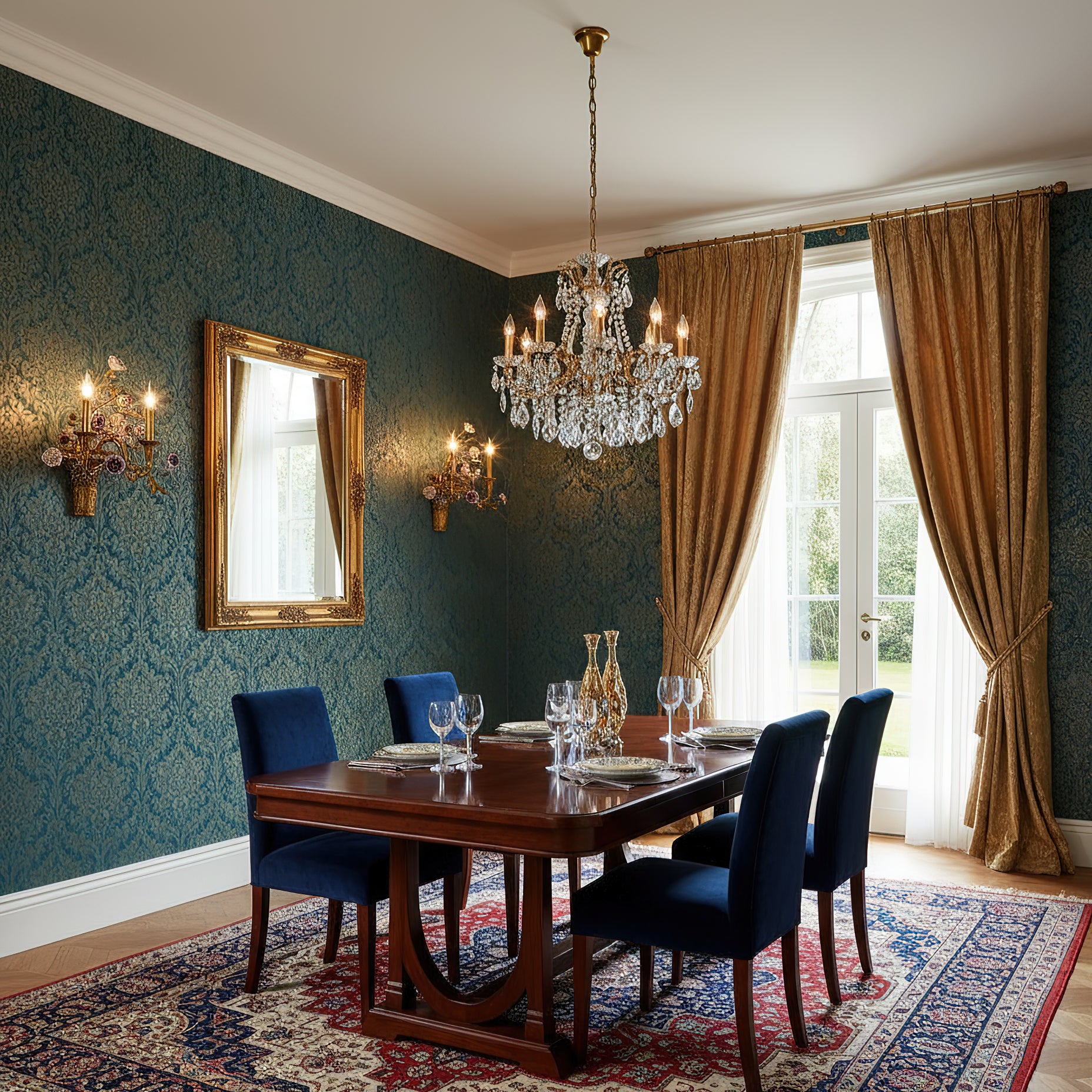 Tole Ceramic Flower Wall Lamp