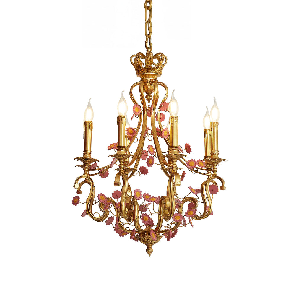 Tole Foliate Decorated Chandelier