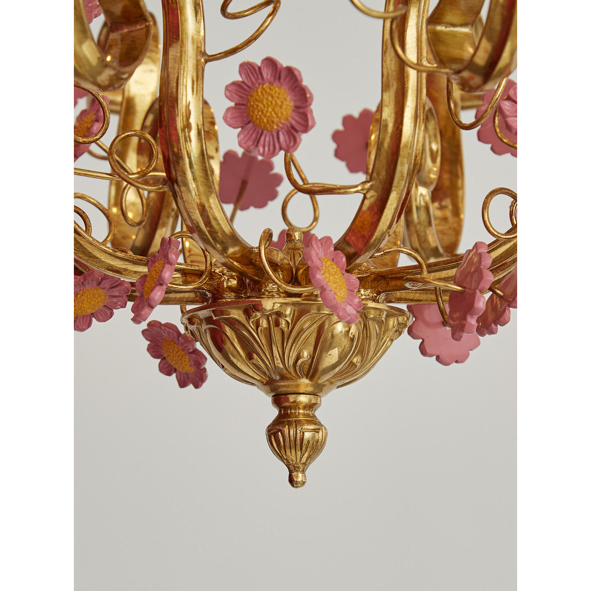 Tole Foliate Decorated Chandelier