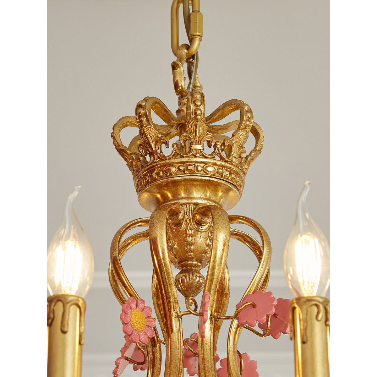 Tole Foliate Decorated Chandelier
