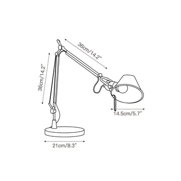 Articulated Aluminum Desk Lamp – detail 5 — Dimension drawings 3