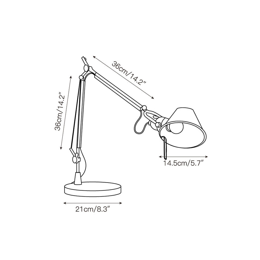 Articulated Aluminum Desk Lamp – detail 5 — Dimension drawings 3