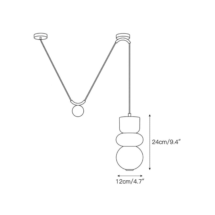 Lampada a sospensione Totem Alabastro con Contrappeso — Dimension drawings 1