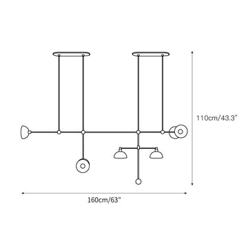 Counterbalance Linear Chandelier – detail 3 — Dimension drawings 1