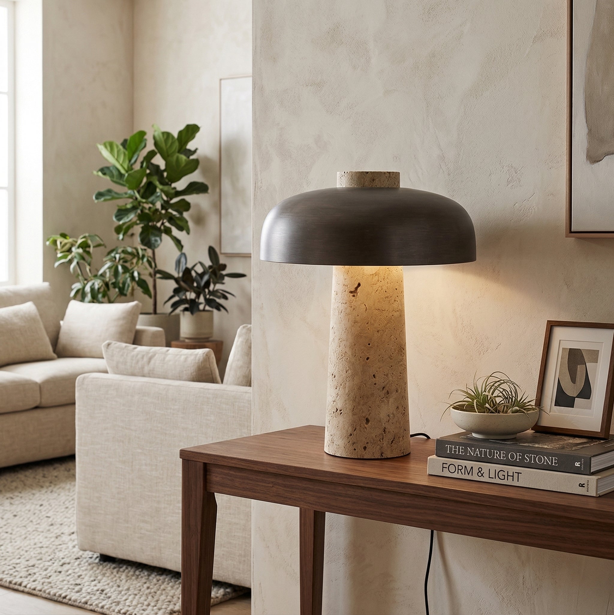Carla Travertine Table Lamp