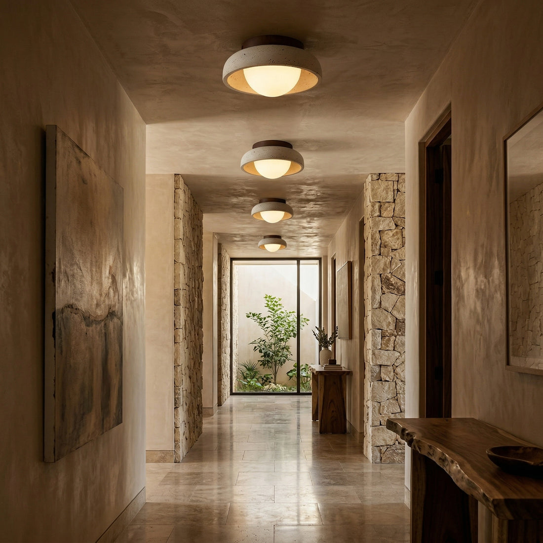 Piedra Travertine Ceiling Lamp – Radilum