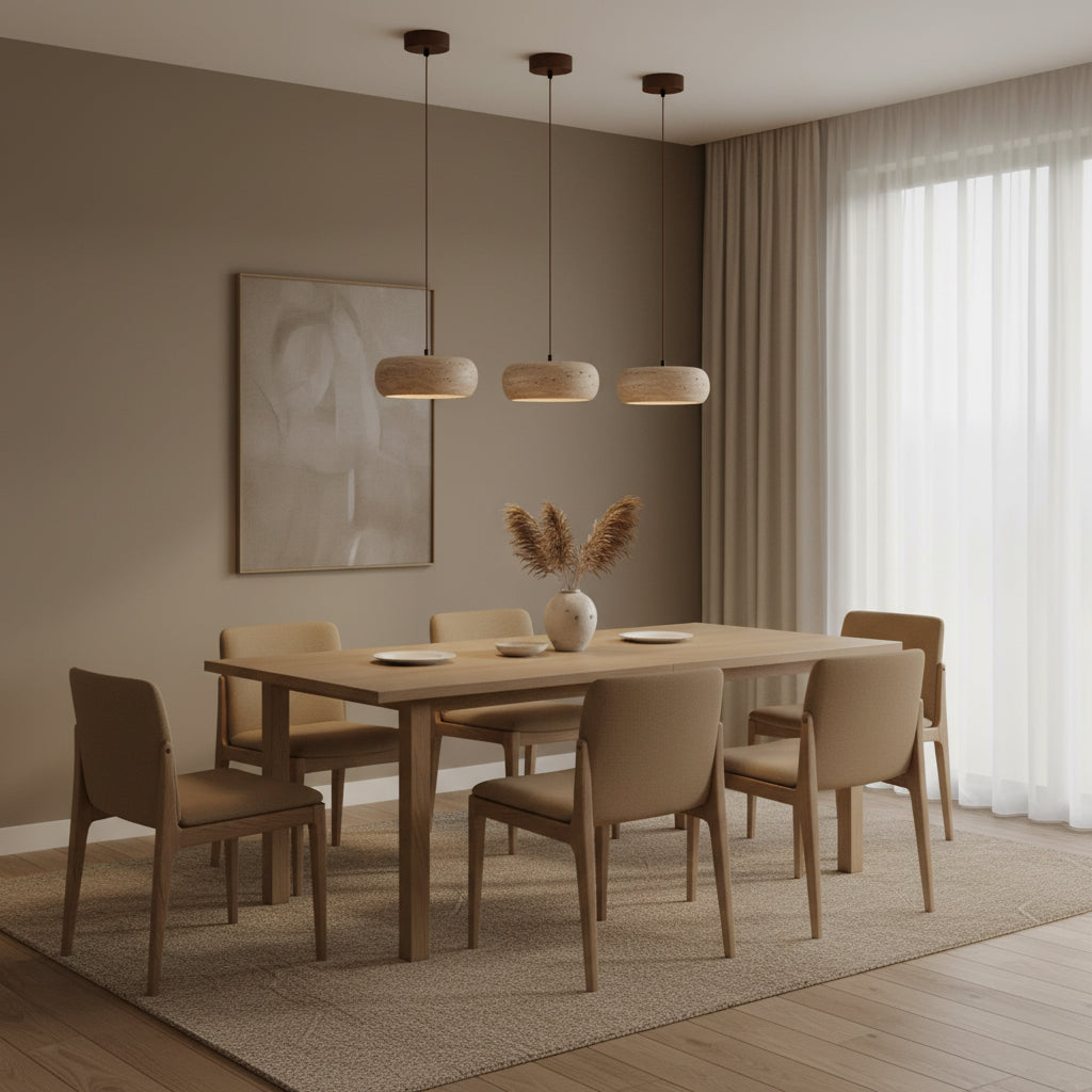 Travertine Drum Pendant Lamp