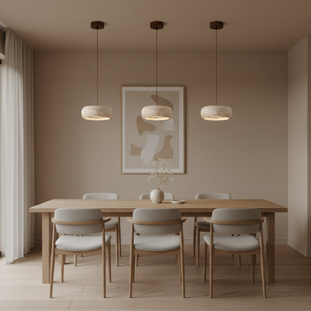 Travertine Drum Pendant Lamp