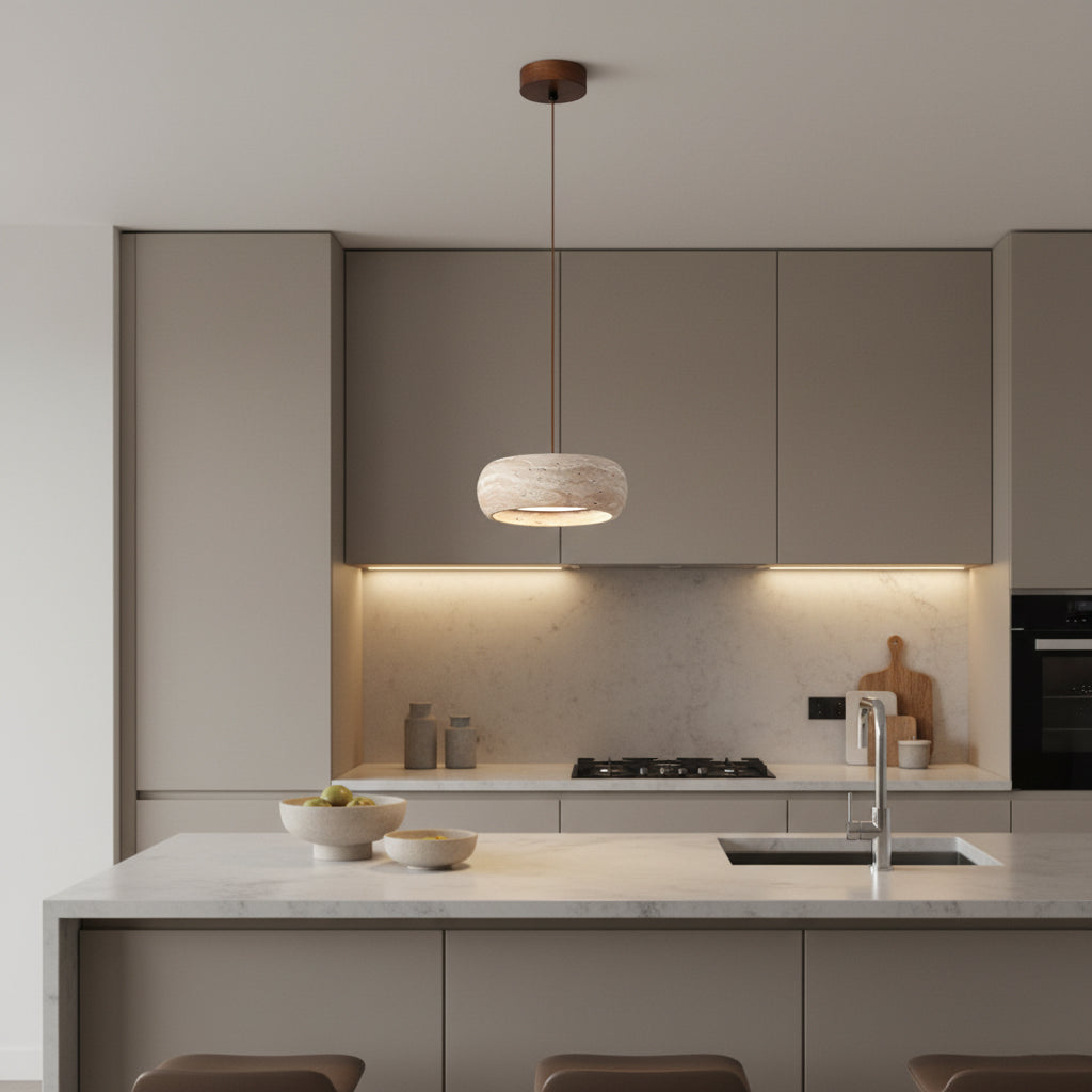 Travertine Drum Pendant Lamp