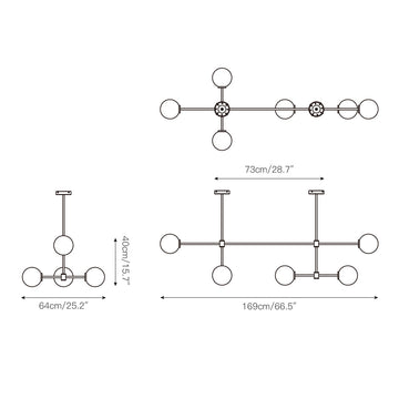 Trevi Multi Chandelier – detail 4 — Dimension drawings 1