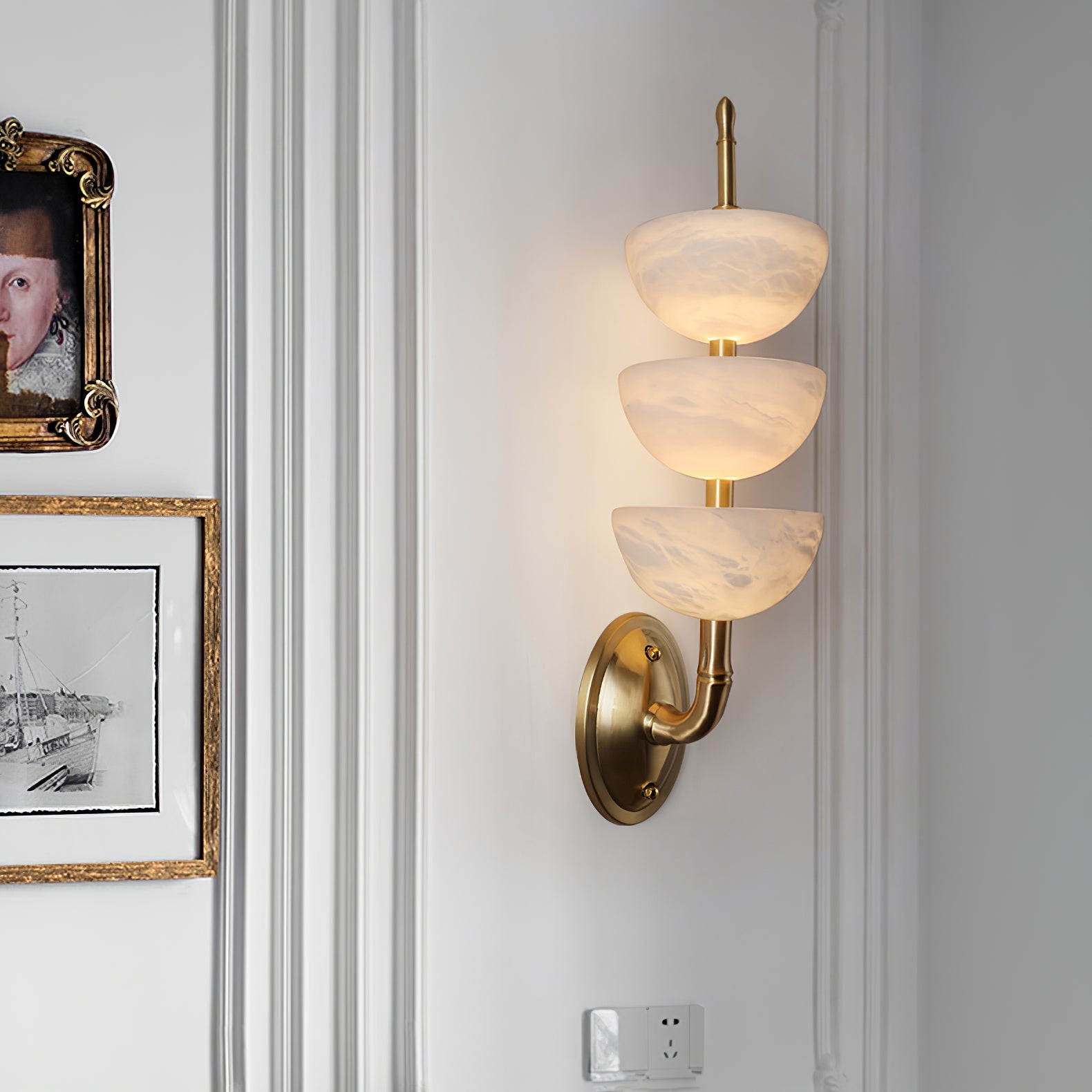 Triple Alabaster Wall Lamp