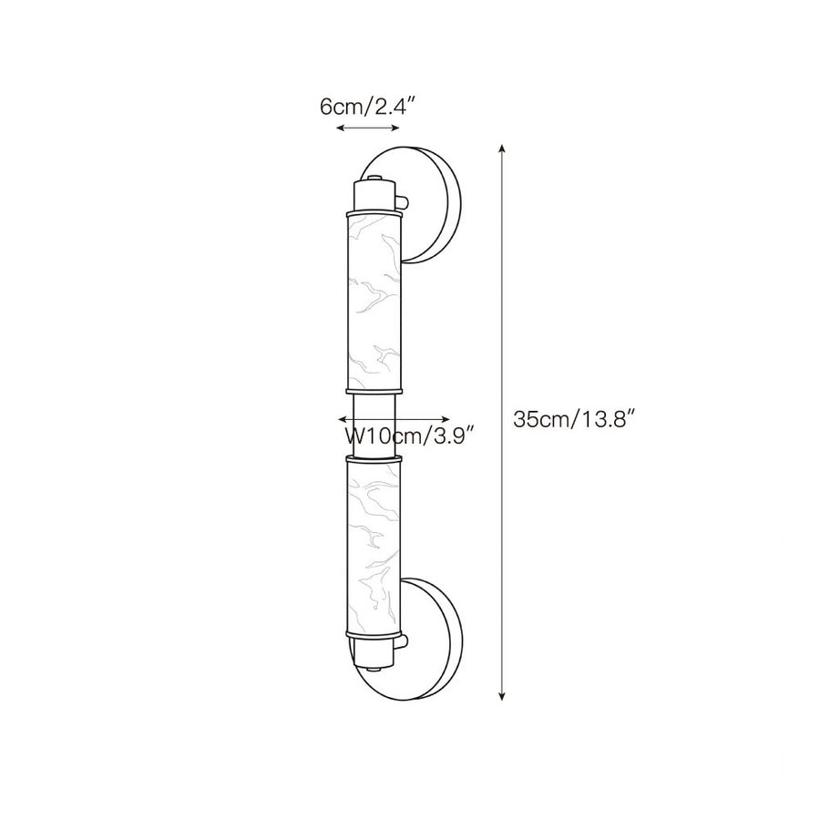 Tubular Alabaster Wall Sconce – detail 4 — Dimension drawings 2