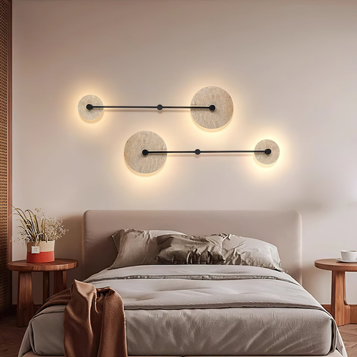Twin Disc Travertine Wall Lamp – detail 2