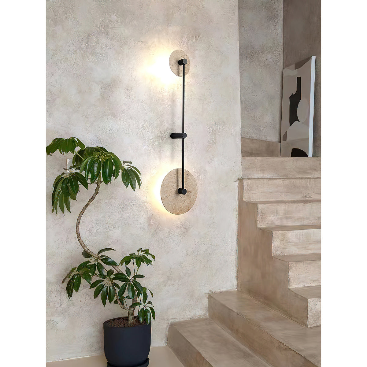 Twin Disc Travertine Wall Lamp – detail 6