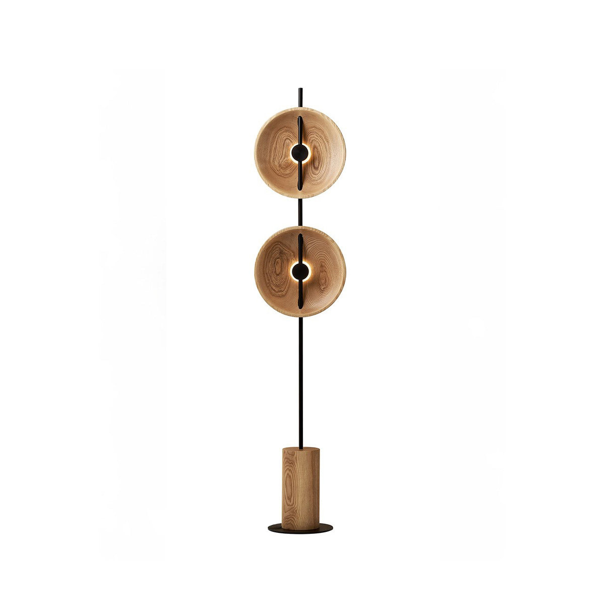 Twin Disc Wood Floor Lamp