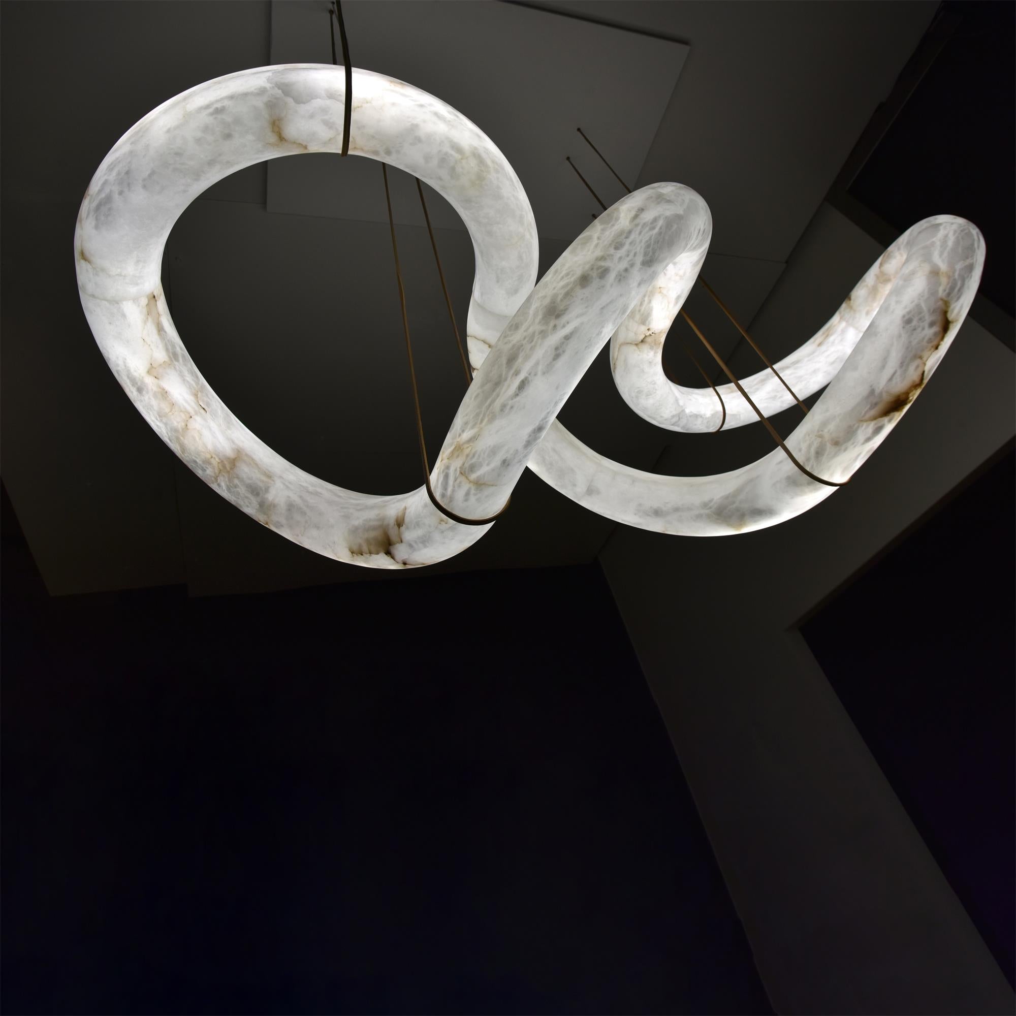 Twisted Ring Alabaster Chandelier