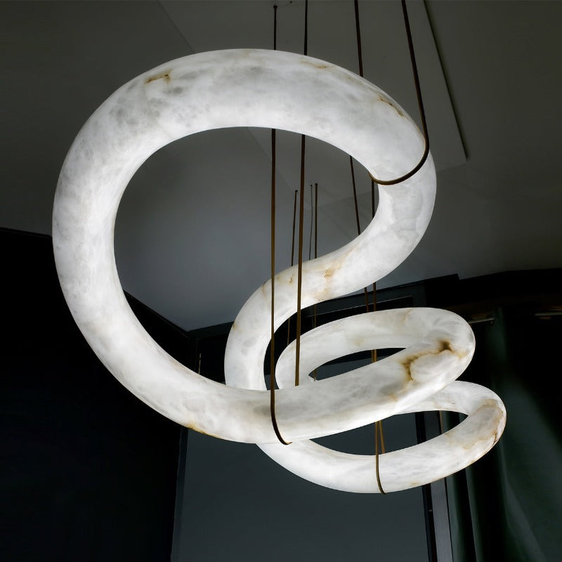 Twisted Ring Alabaster Chandelier