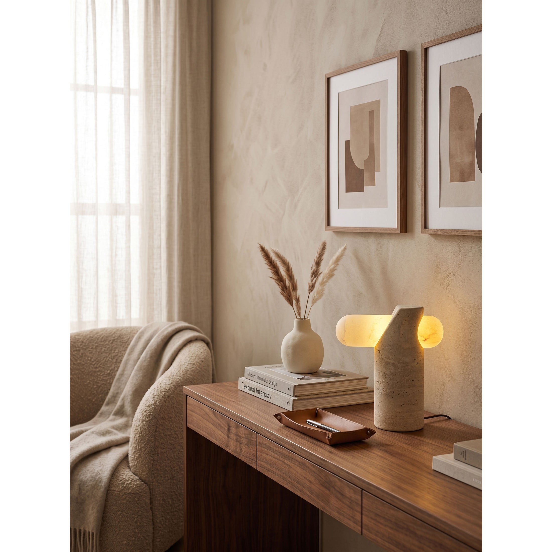 VIA Travertine Table Lamp