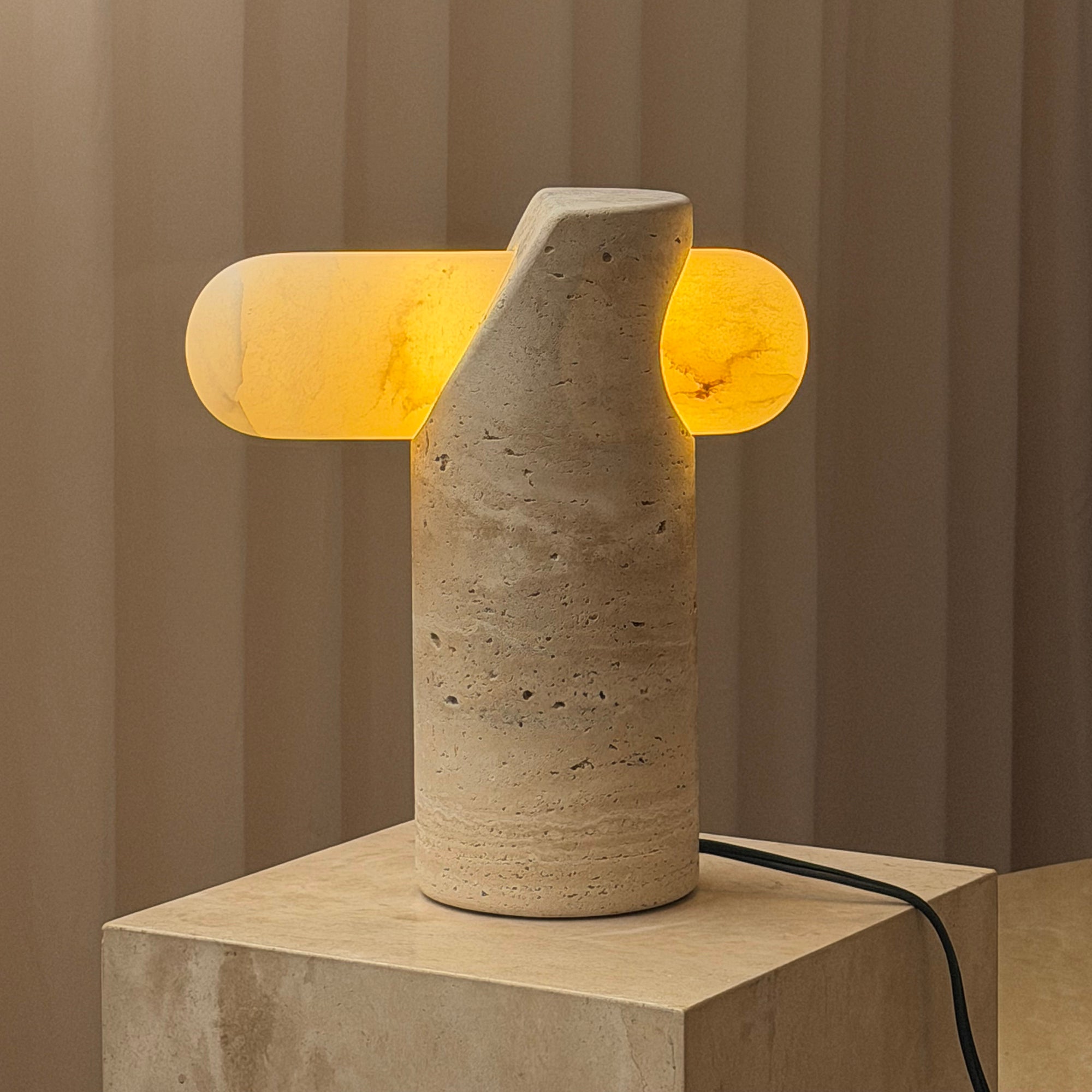 VIA Travertine Table Lamp