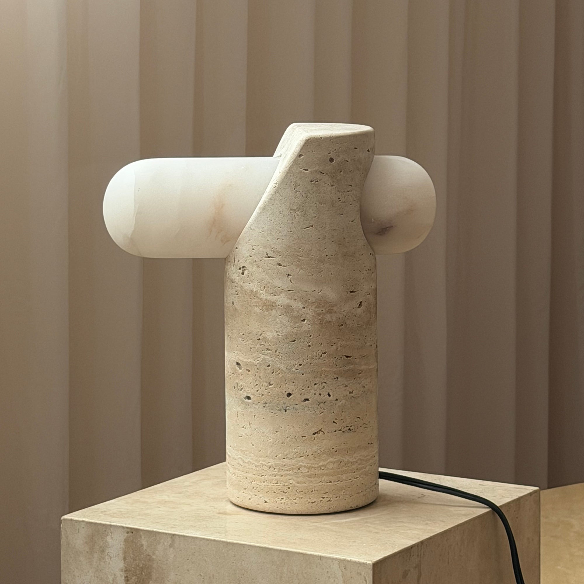 VIA Travertine Table Lamp