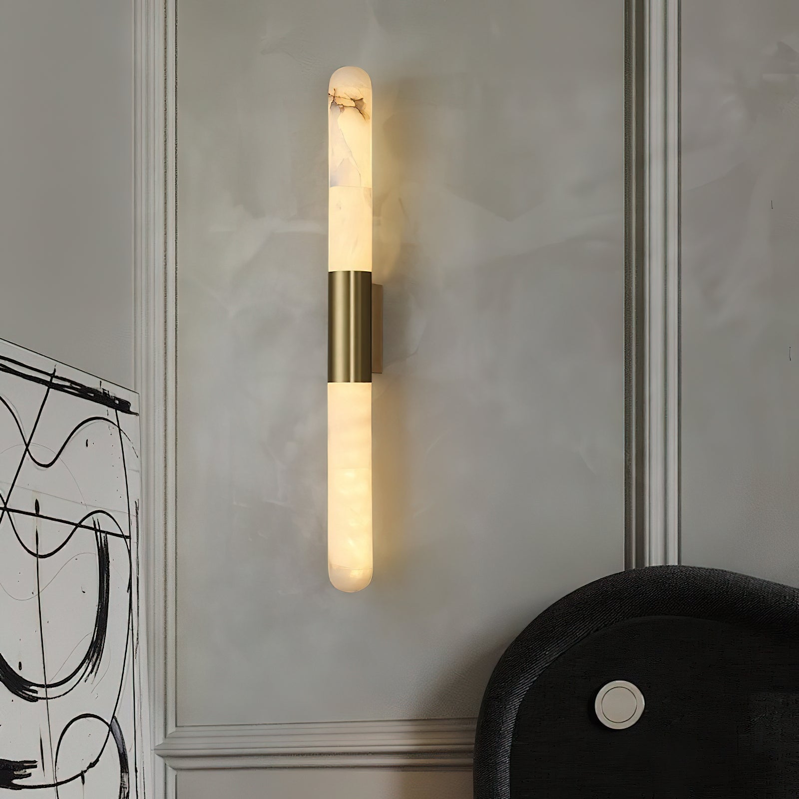 Velin Alabaster Tube Wall Sconce