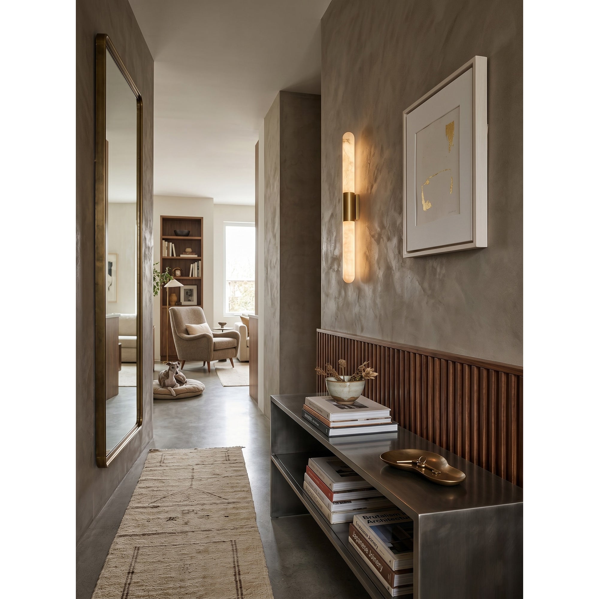 Velin Alabaster Tube Wall Sconce