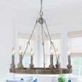 Load image into Gallery viewer, Venezia Wood Wheel Chandelier
