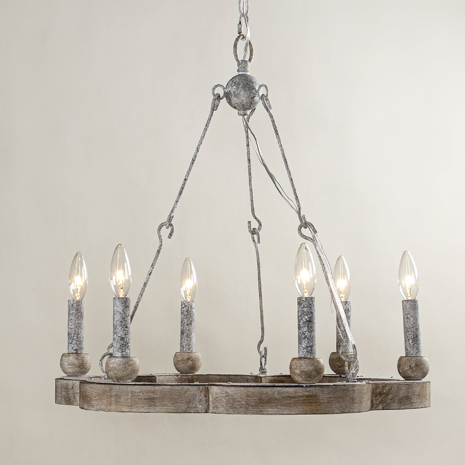 Venezia Wood Wheel Chandelier