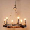 Load image into Gallery viewer, Venezia Wood Wheel Chandelier
