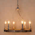 Load image into Gallery viewer, Venezia Wood Wheel Chandelier
