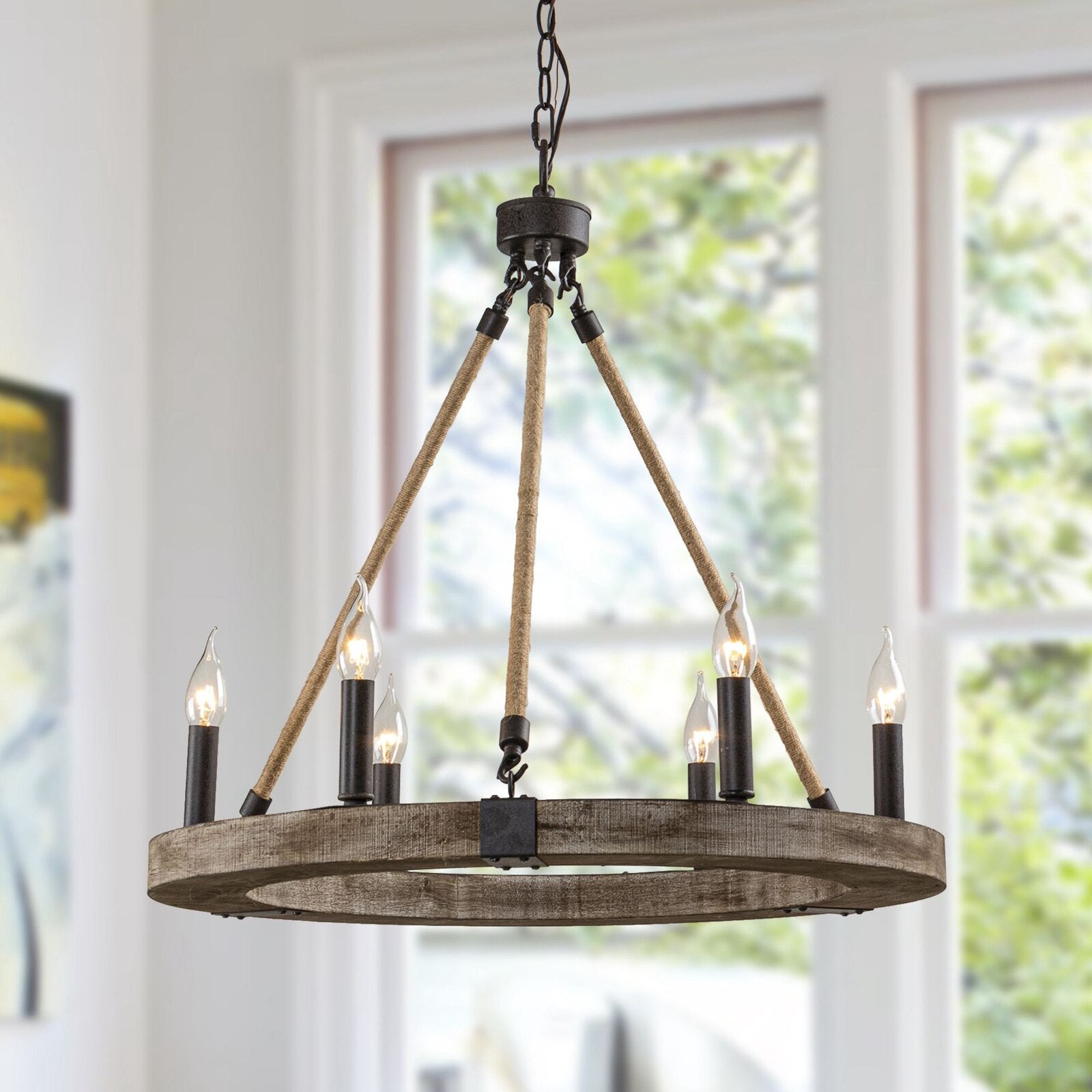 Venezia Wood Wheel Chandelier