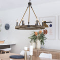 Load image into Gallery viewer, Venezia Wood Wheel Chandelier
