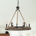 Load image into Gallery viewer, Venezia Wood Wheel Chandelier
