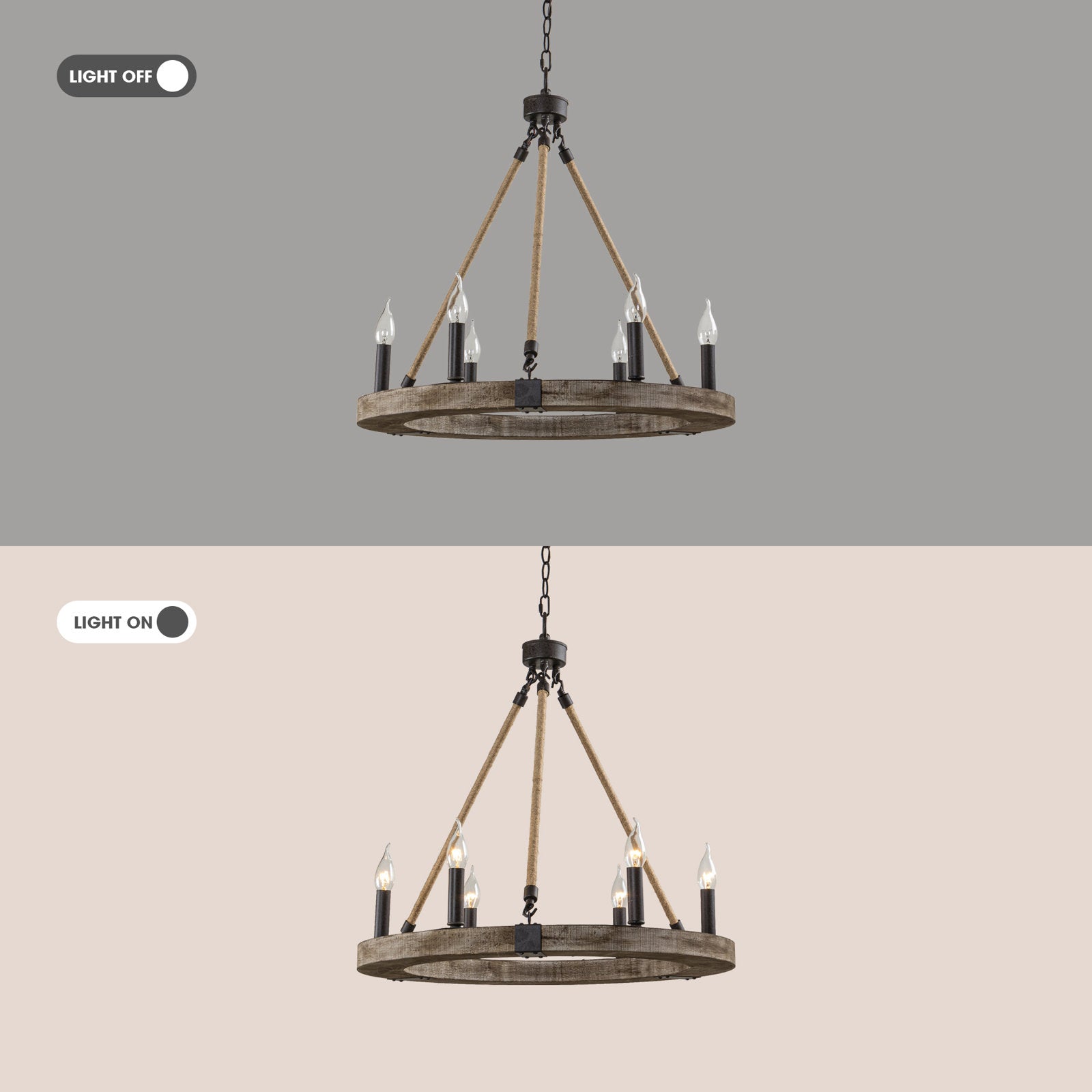 Venezia Wood Wheel Chandelier