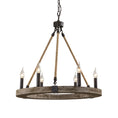 Load image into Gallery viewer, Venezia Wood Wheel Chandelier
