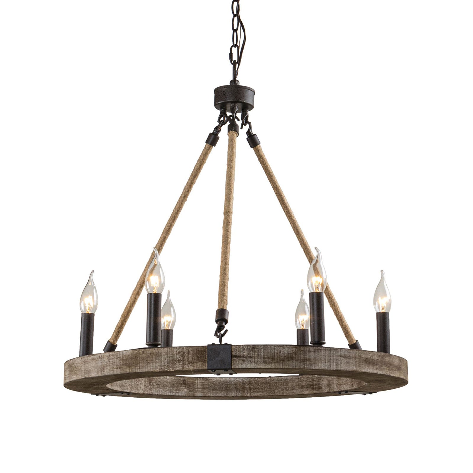 Venezia Wood Wheel Chandelier