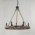 Load image into Gallery viewer, Venezia Wood Wheel Chandelier
