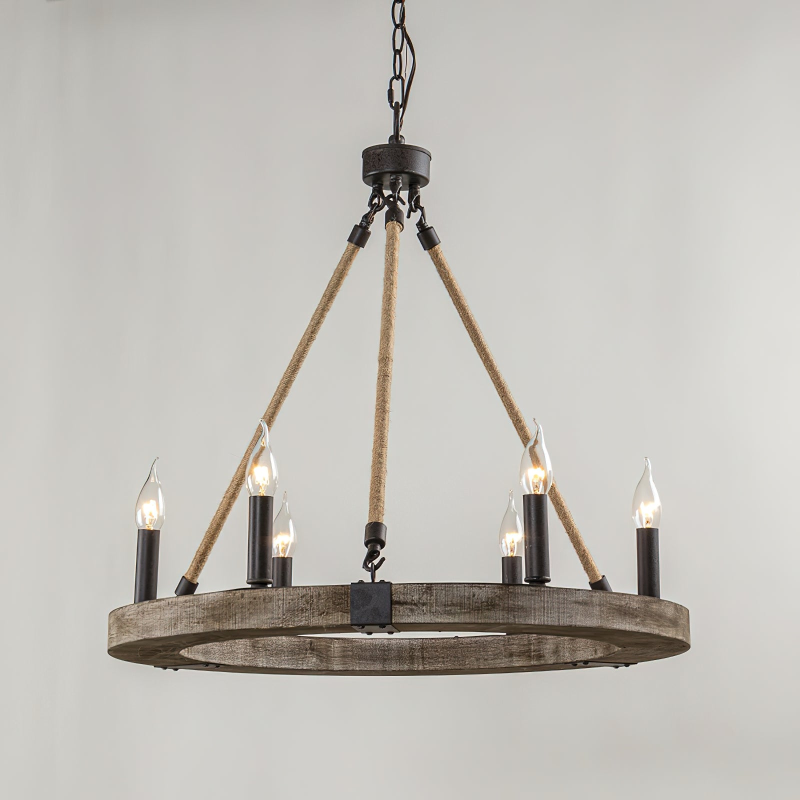 Venezia Wood Wheel Chandelier