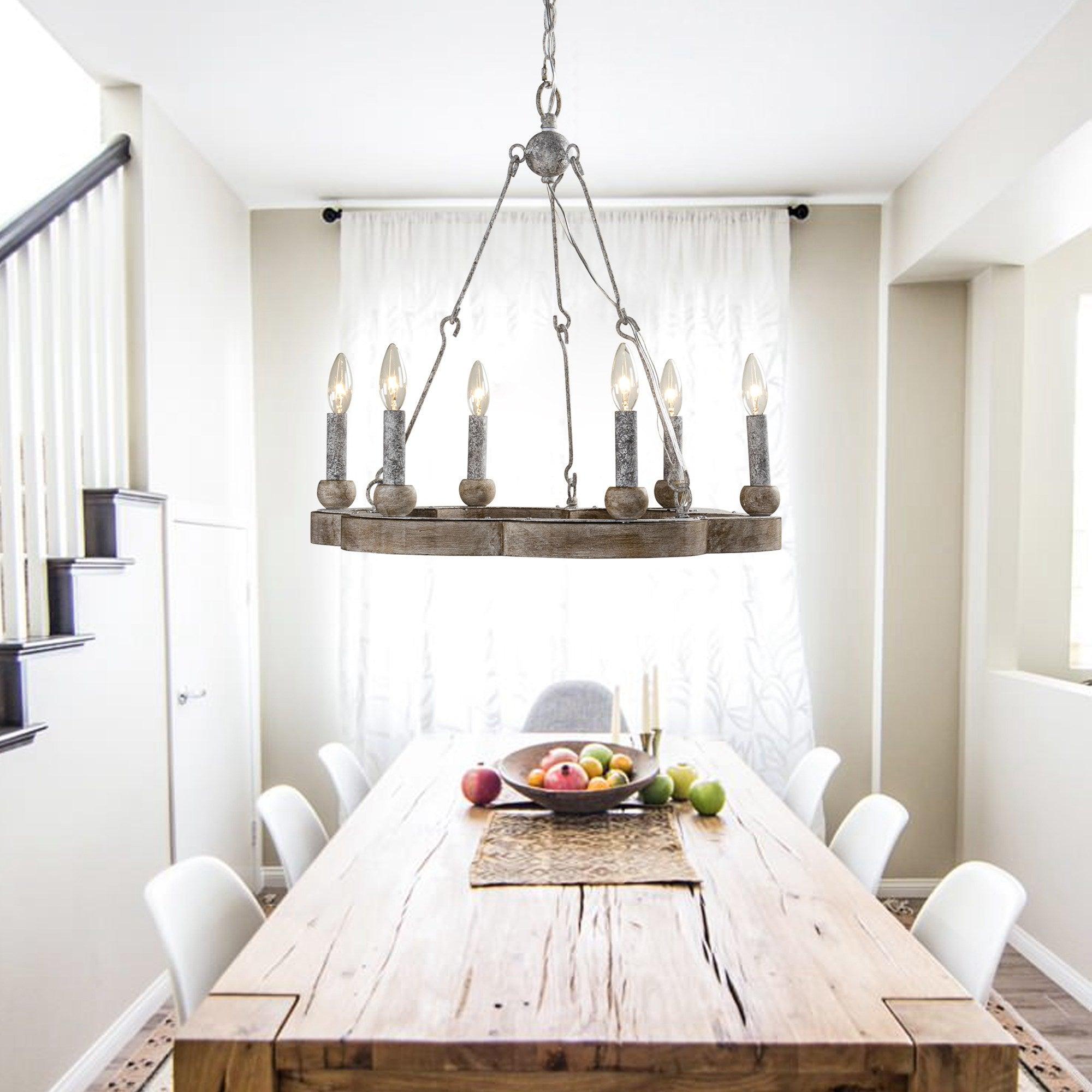 Venezia Wood Wheel Chandelier