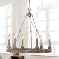 Load image into Gallery viewer, Venezia Wood Wheel Chandelier
