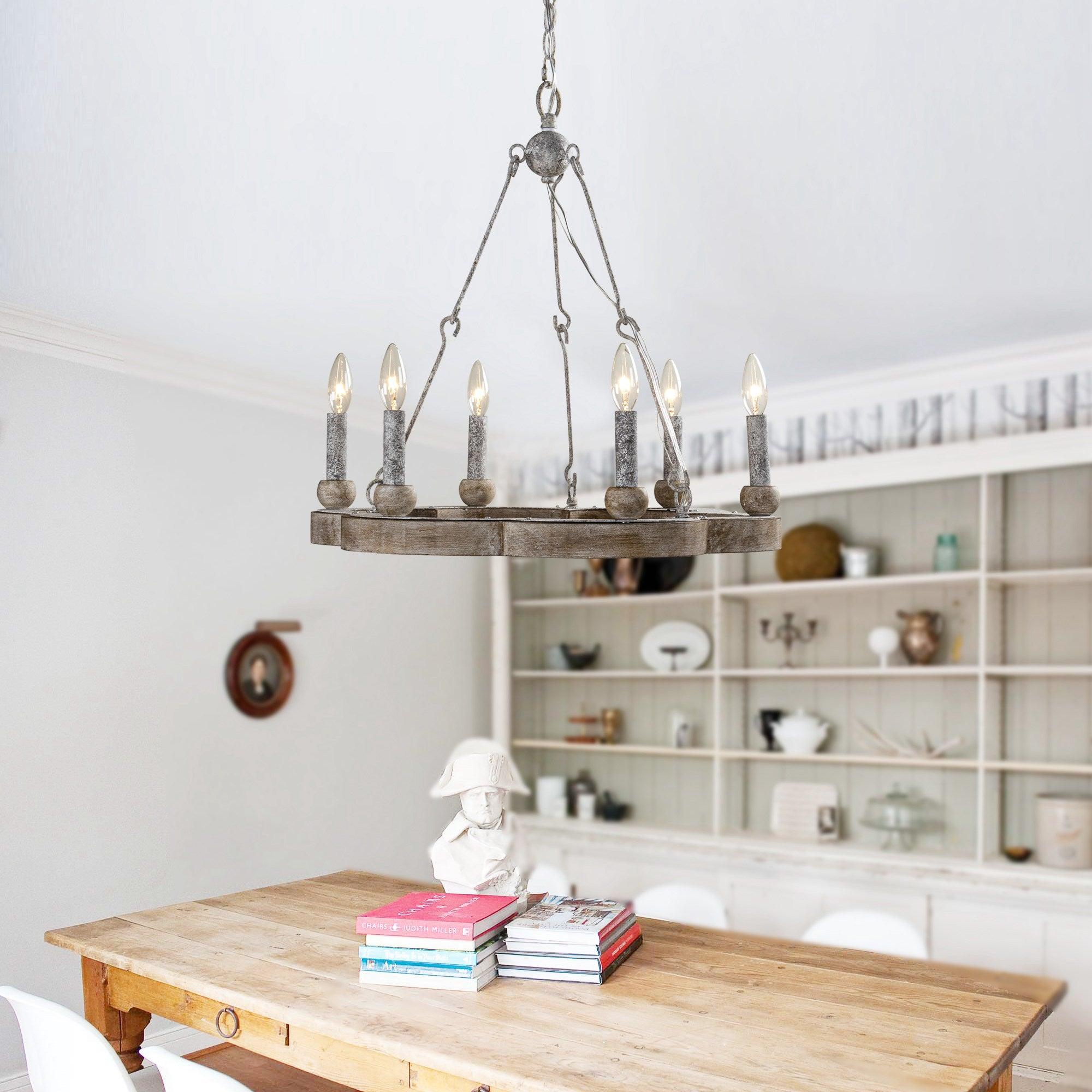 Venezia Wood Wheel Chandelier