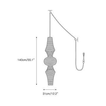 Washi Paper E Pendant Swag Lights – detail 3 — Dimension drawings 1