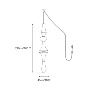 Washi Paper E Pendant Swag Lights – detail 6 — Dimension drawings 4