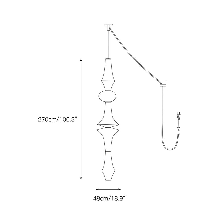 Washi Paper E Pendant Swag Lights – detail 6 — Dimension drawings 4