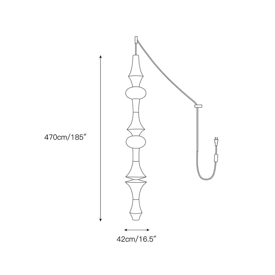 Washi Paper E Pendant Swag Lights – detail 9 — Dimension drawings 7
