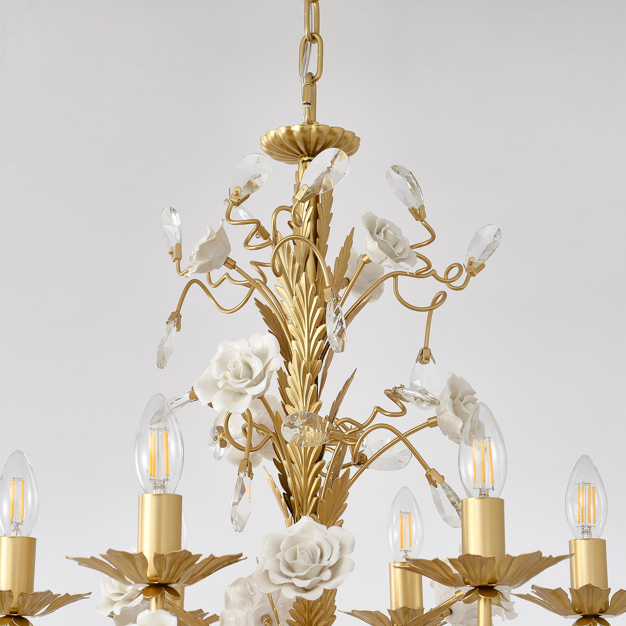 White Rose Crystal Chandelier