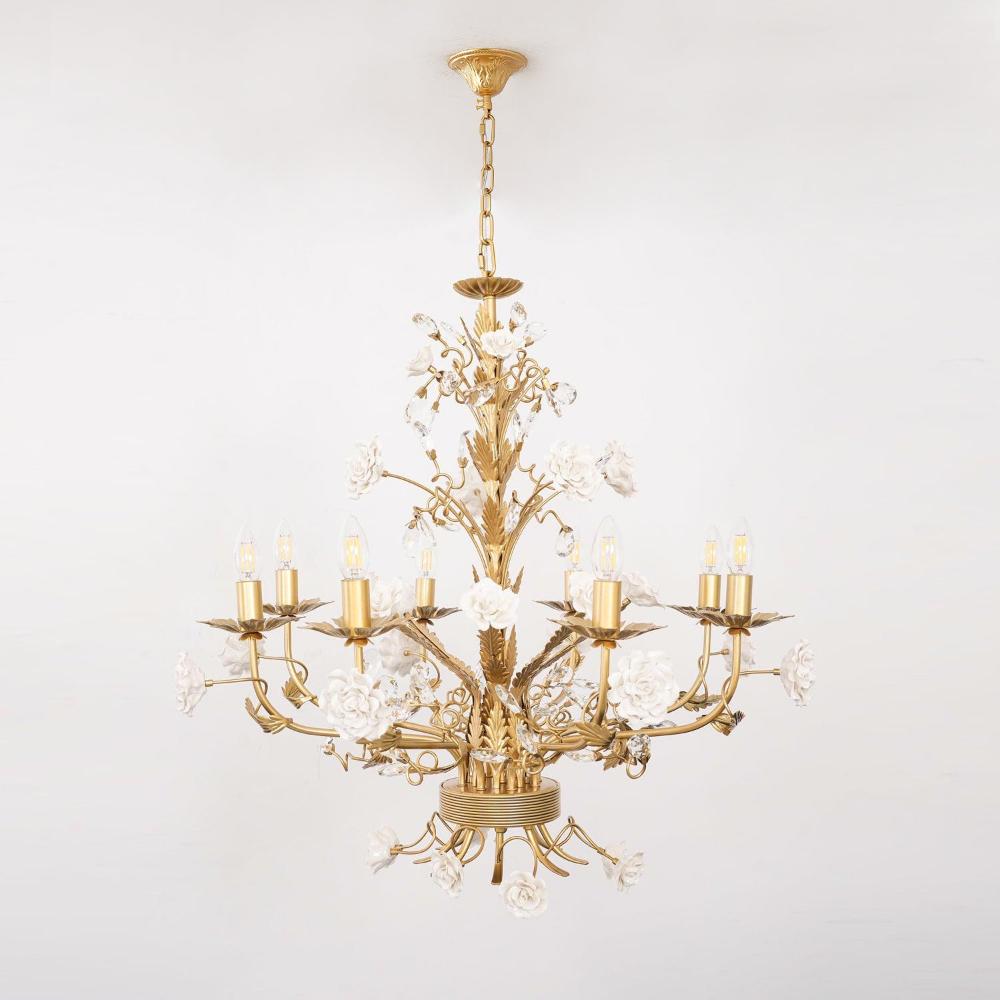 White Rose Crystal Chandelier