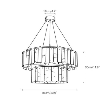 Willamette Alabaster Chandelier – detail 5 — Dimension drawings 3