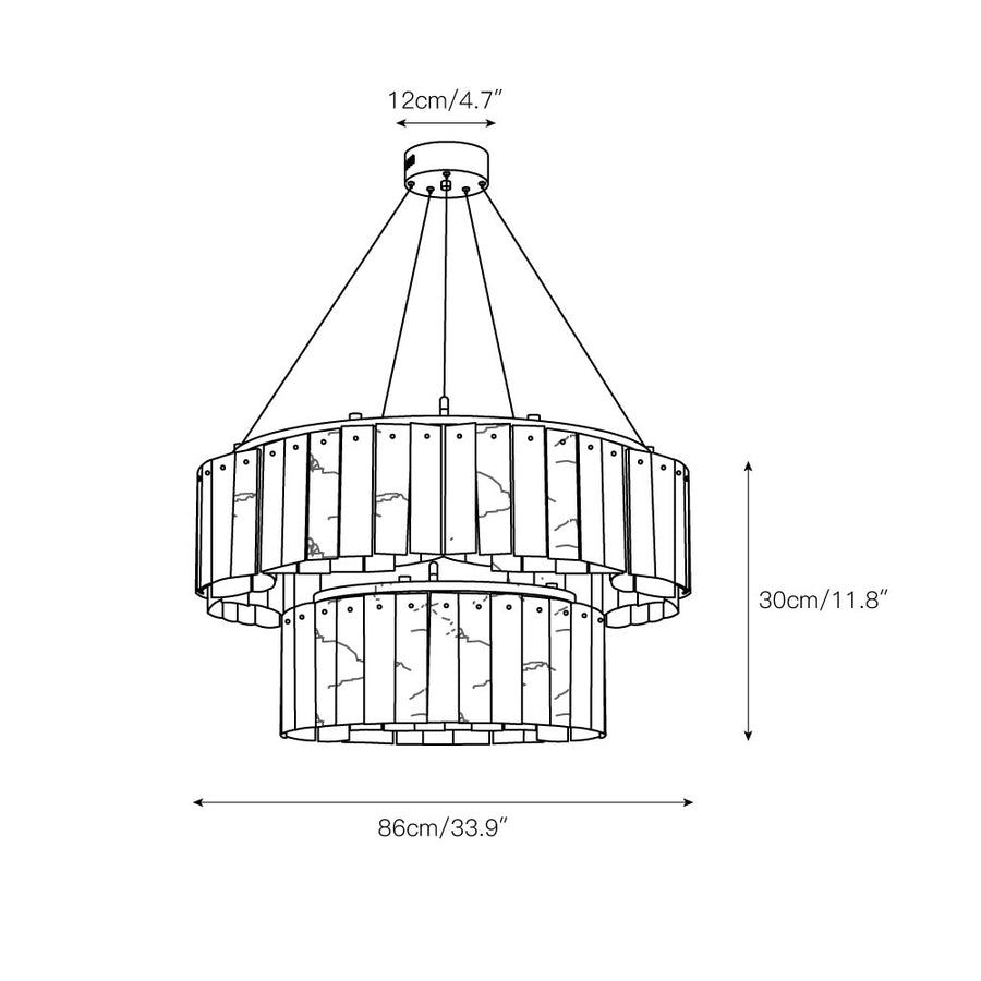 Willamette Alabaster Chandelier – detail 5 — Dimension drawings 3