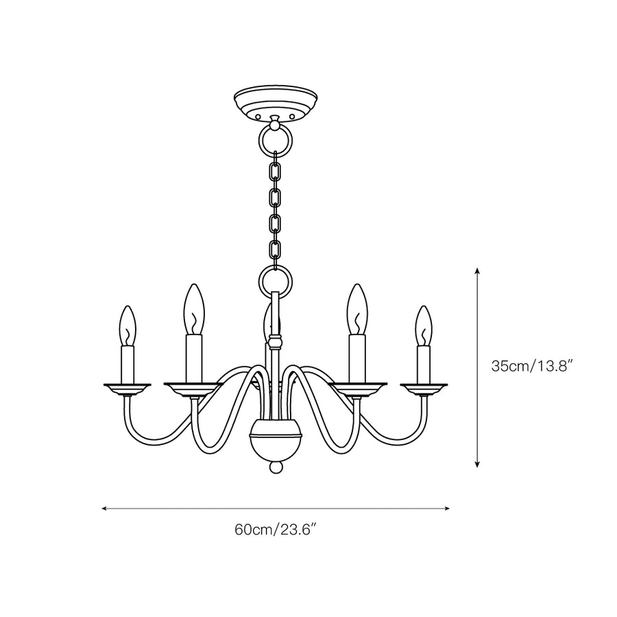Windsor Brass Chandelier – detail 4 — Dimension drawings 2